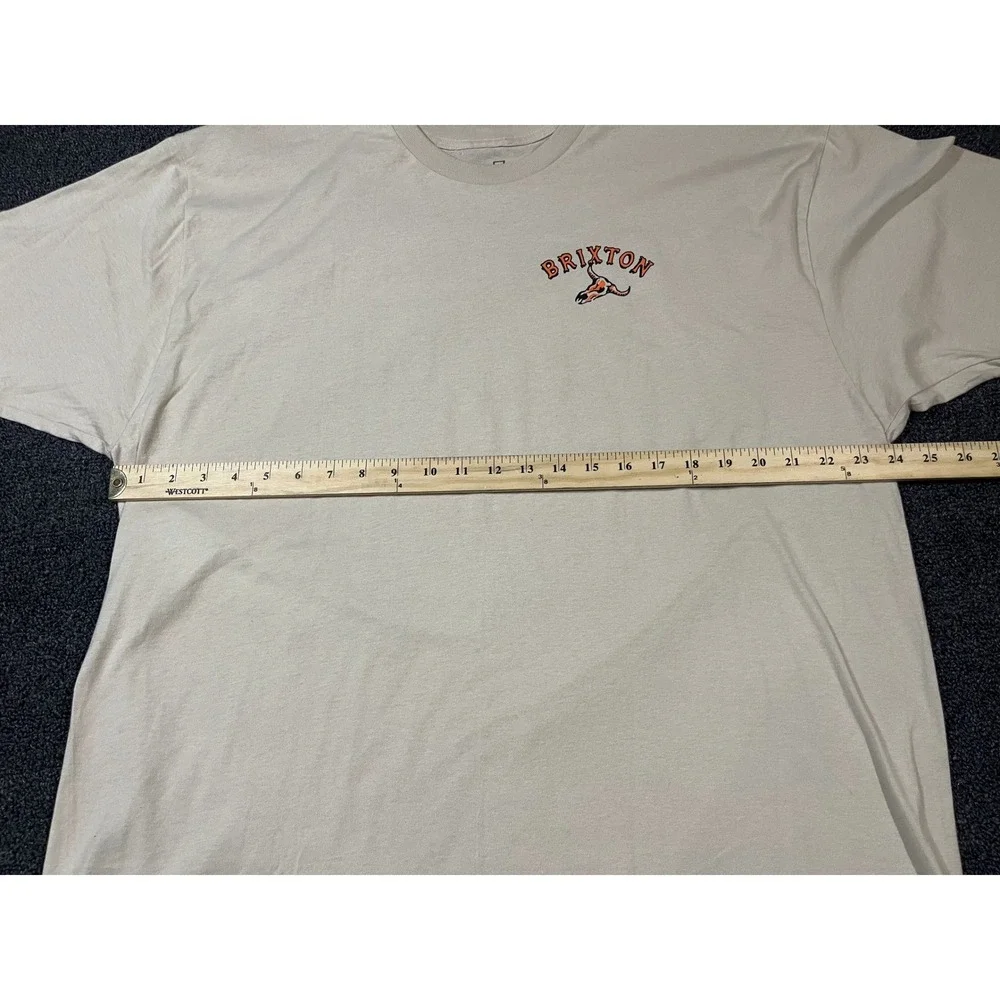 Brixton Mens Graphic T Shirt Beige‎ Long Sleeve Skull Print XXL